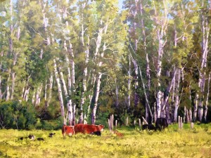 Oil painting, art, "Life Among The Aspen" Jeff Love