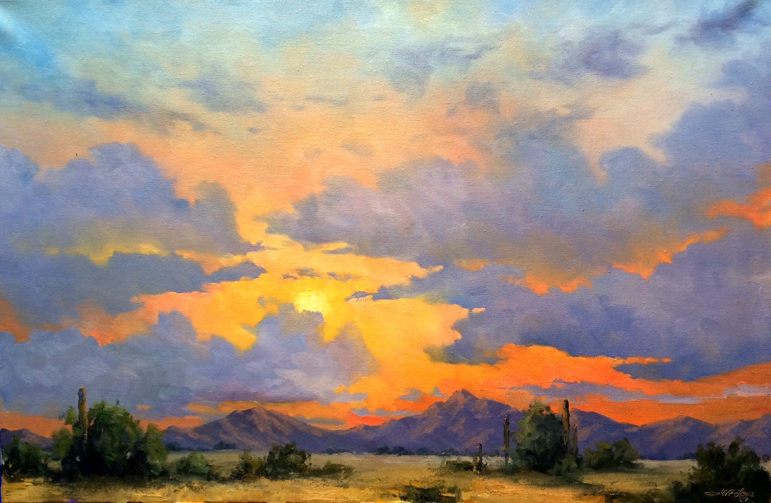 original painting, art, oil painting, sunset, artist Jeff love